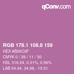 カラーコード: RGB 178.1 108.8 159 | qconv.com