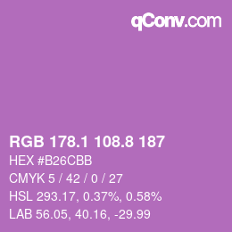 カラーコード: RGB 178.1 108.8 187 | qconv.com