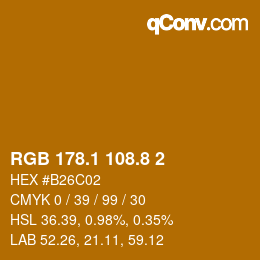カラーコード: RGB 178.1 108.8 2 | qconv.com