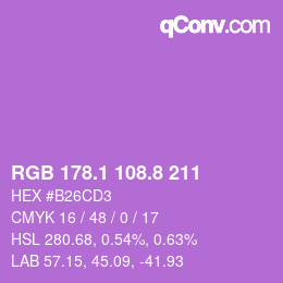 カラーコード: RGB 178.1 108.8 211 | qconv.com