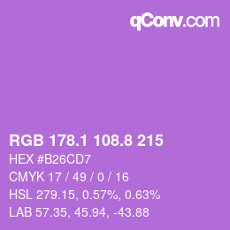 カラーコード: RGB 178.1 108.8 215 | qconv.com