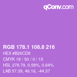 カラーコード: RGB 178.1 108.8 216 | qconv.com