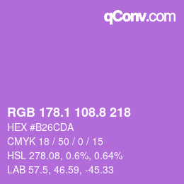 カラーコード: RGB 178.1 108.8 218 | qconv.com