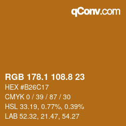 カラーコード: RGB 178.1 108.8 23 | qconv.com