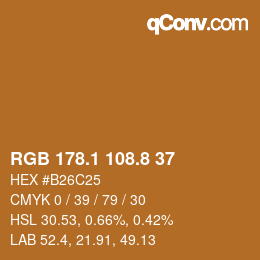 Color code: RGB 178.1 108.8 37 | qconv.com