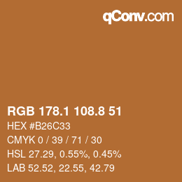 Color code: RGB 178.1 108.8 51 | qconv.com