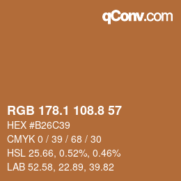 カラーコード: RGB 178.1 108.8 57 | qconv.com