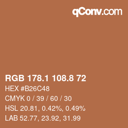Color code: RGB 178.1 108.8 72 | qconv.com