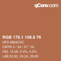 Color code: RGB 178.1 108.8 76 | qconv.com