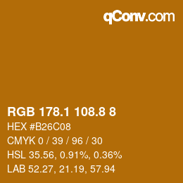 カラーコード: RGB 178.1 108.8 8 | qconv.com