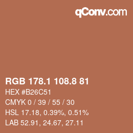 Color code: RGB 178.1 108.8 81 | qconv.com