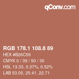 Color code: RGB 178.1 108.8 89 | qconv.com