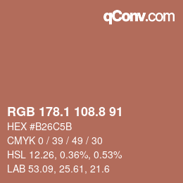 Color code: RGB 178.1 108.8 91 | qconv.com