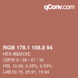 Color code: RGB 178.1 108.8 94 | qconv.com