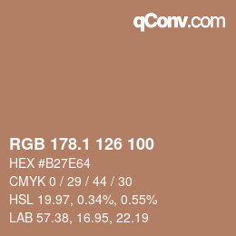 Color code: RGB 178.1 126 100 | qconv.com