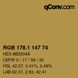 カラーコード: RGB 178.1 147 74 | qconv.com