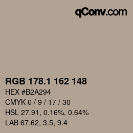 カラーコード: RGB 178.1 162 148 | qconv.com