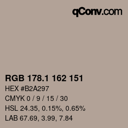 カラーコード: RGB 178.1 162 151 | qconv.com