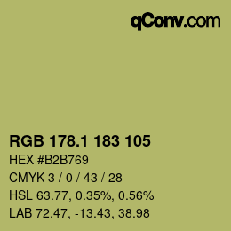 カラーコード: RGB 178.1 183 105 | qconv.com
