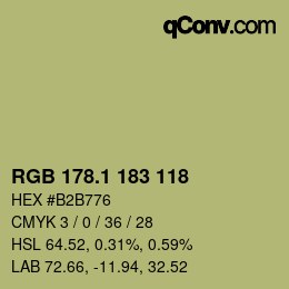 Color code: RGB 178.1 183 118 | qconv.com