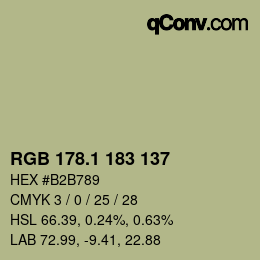 カラーコード: RGB 178.1 183 137 | qconv.com