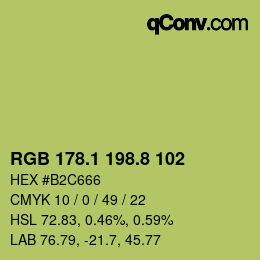 カラーコード: RGB 178.1 198.8 102 | qconv.com