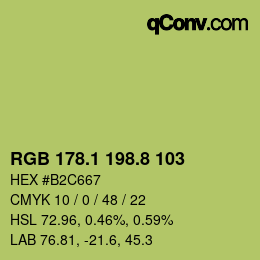 カラーコード: RGB 178.1 198.8 103 | qconv.com