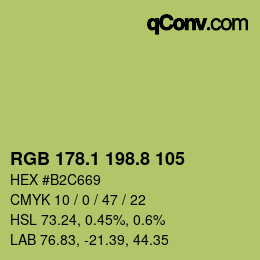 カラーコード: RGB 178.1 198.8 105 | qconv.com