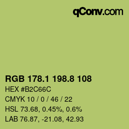 カラーコード: RGB 178.1 198.8 108 | qconv.com