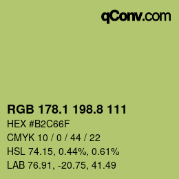 カラーコード: RGB 178.1 198.8 111 | qconv.com