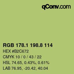 カラーコード: RGB 178.1 198.8 114 | qconv.com