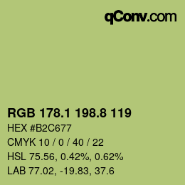 カラーコード: RGB 178.1 198.8 119 | qconv.com
