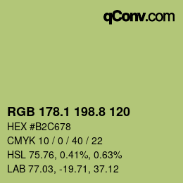 カラーコード: RGB 178.1 198.8 120 | qconv.com