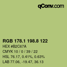 カラーコード: RGB 178.1 198.8 122 | qconv.com