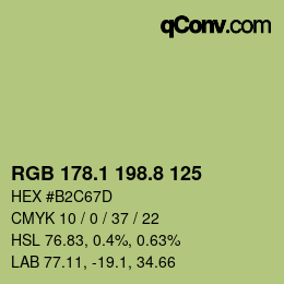カラーコード: RGB 178.1 198.8 125 | qconv.com