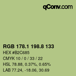 カラーコード: RGB 178.1 198.8 133 | qconv.com