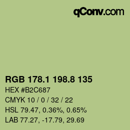 カラーコード: RGB 178.1 198.8 135 | qconv.com