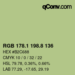 カラーコード: RGB 178.1 198.8 136 | qconv.com