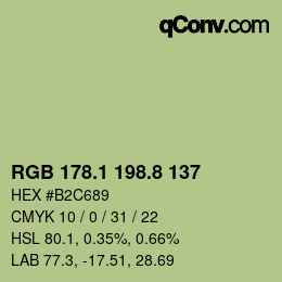 カラーコード: RGB 178.1 198.8 137 | qconv.com