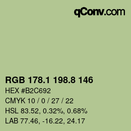 Color code: RGB 178.1 198.8 146 | qconv.com