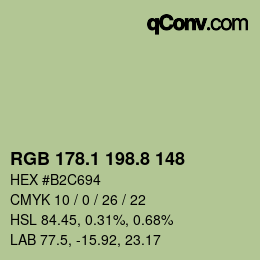カラーコード: RGB 178.1 198.8 148 | qconv.com