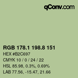 Color code: RGB 178.1 198.8 151 | qconv.com