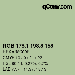 Color code: RGB 178.1 198.8 158 | qconv.com