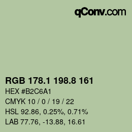 Color code: RGB 178.1 198.8 161 | qconv.com
