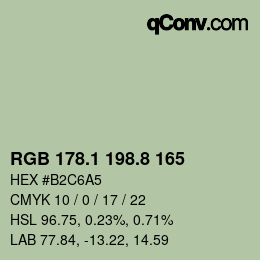 カラーコード: RGB 178.1 198.8 165 | qconv.com