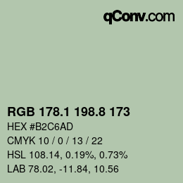 Color code: RGB 178.1 198.8 173 | qconv.com