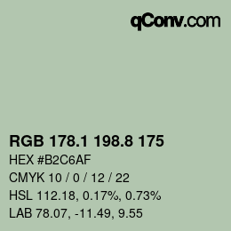 Color code: RGB 178.1 198.8 175 | qconv.com
