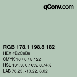 Color code: RGB 178.1 198.8 182 | qconv.com