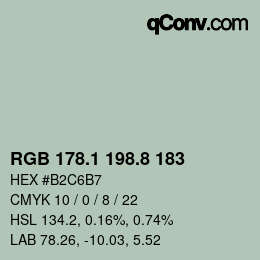 Color code: RGB 178.1 198.8 183 | qconv.com