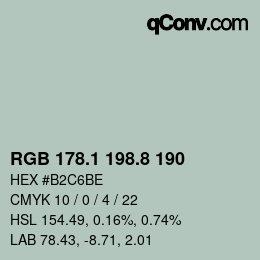 Color code: RGB 178.1 198.8 190 | qconv.com